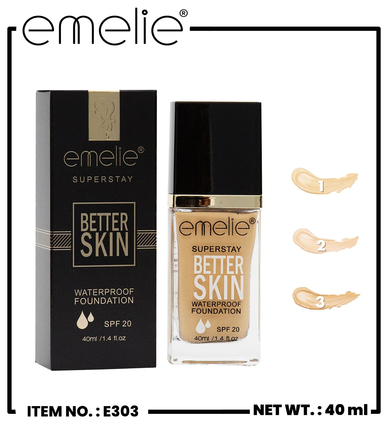 Emelie Super Stay Waterproof Foundation – Long-Lasting Full Coverage
